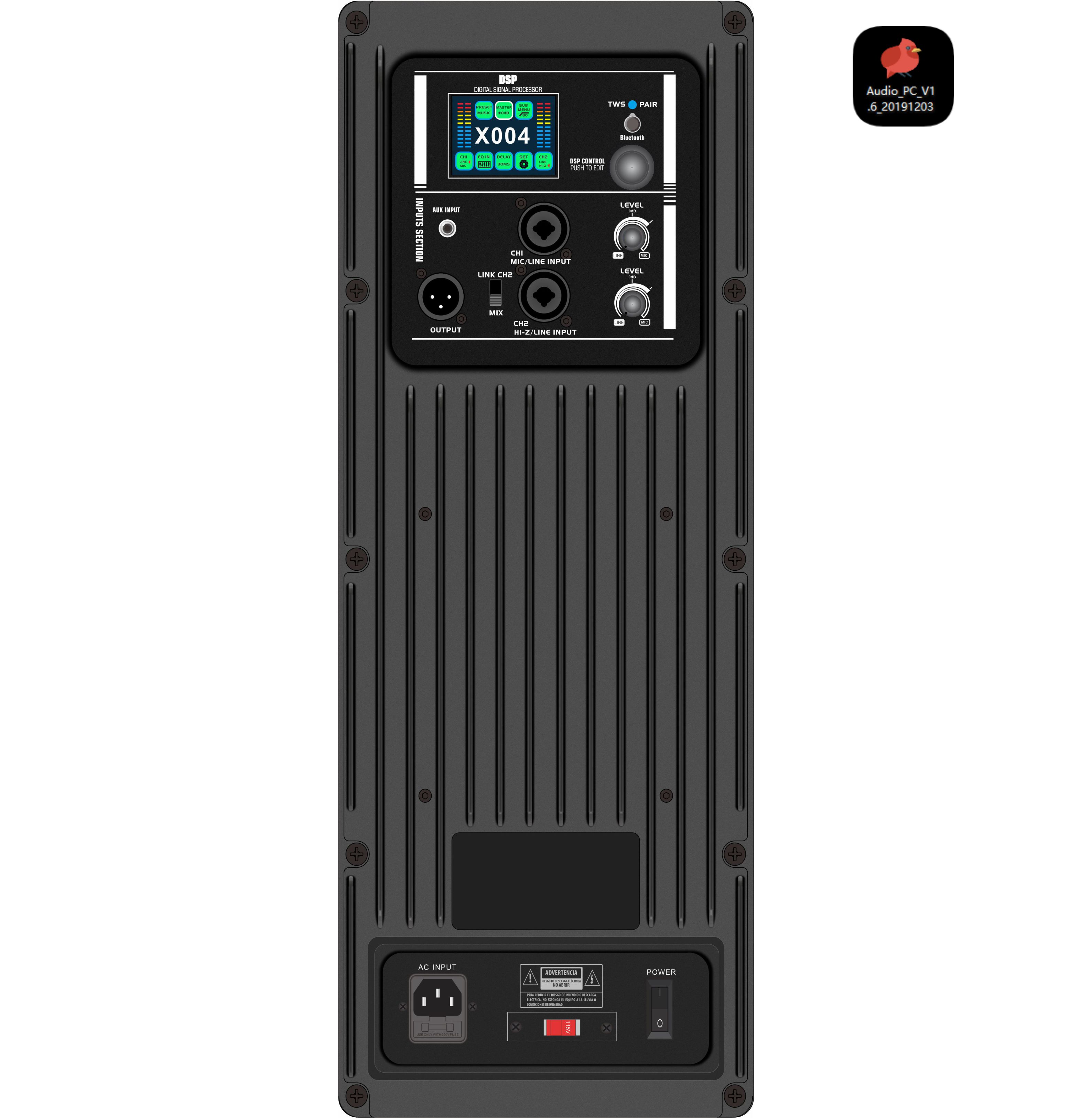 DSP2408 Màn hình màu Bộ khuếch đại loa hoạt động 2 chiều với DSP