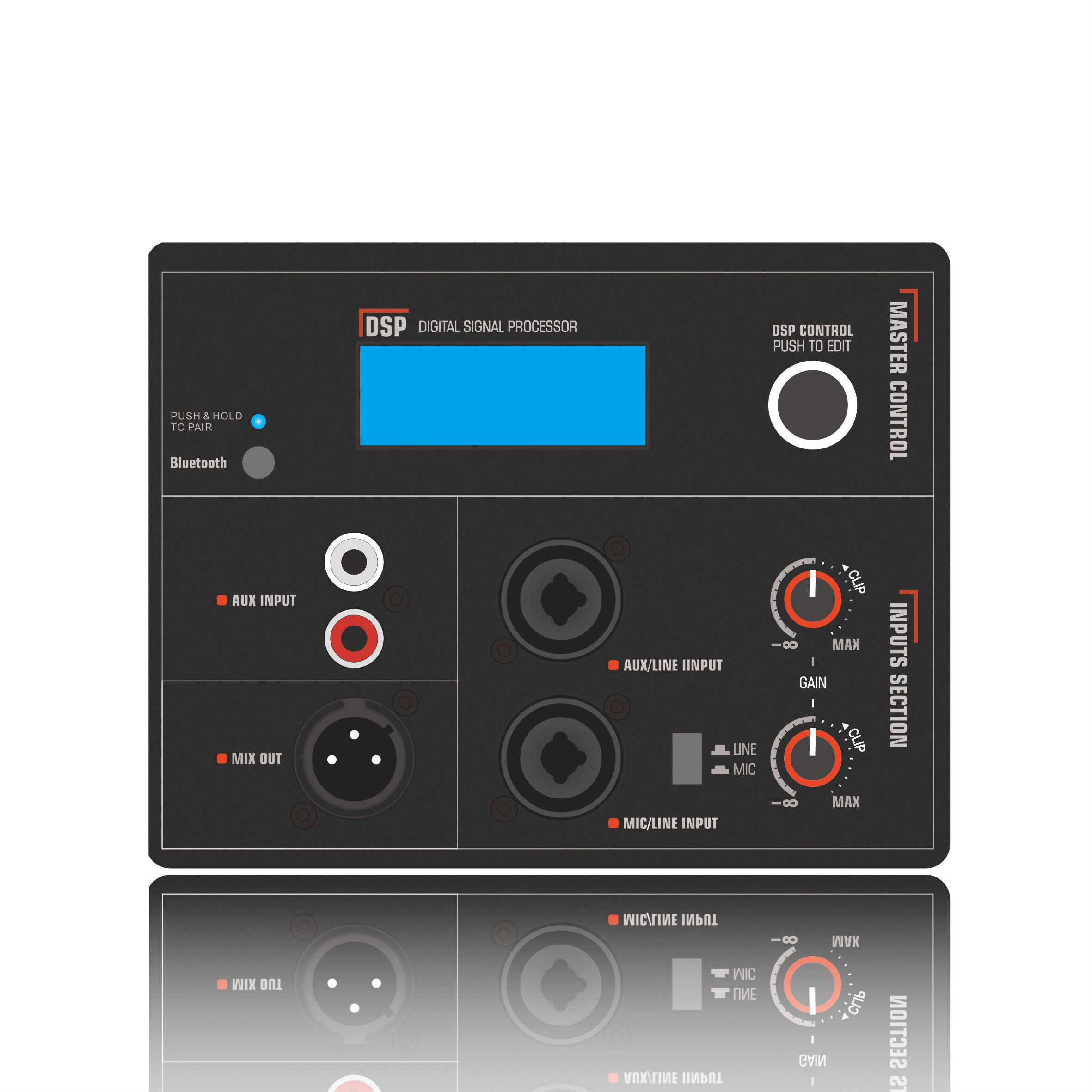 DSP1901: Đầu vào RCA âm thanh nổi với Điều khiển DSP một núm điều khiển Mô-đun chức năng DSP dựa trên ADAU1701