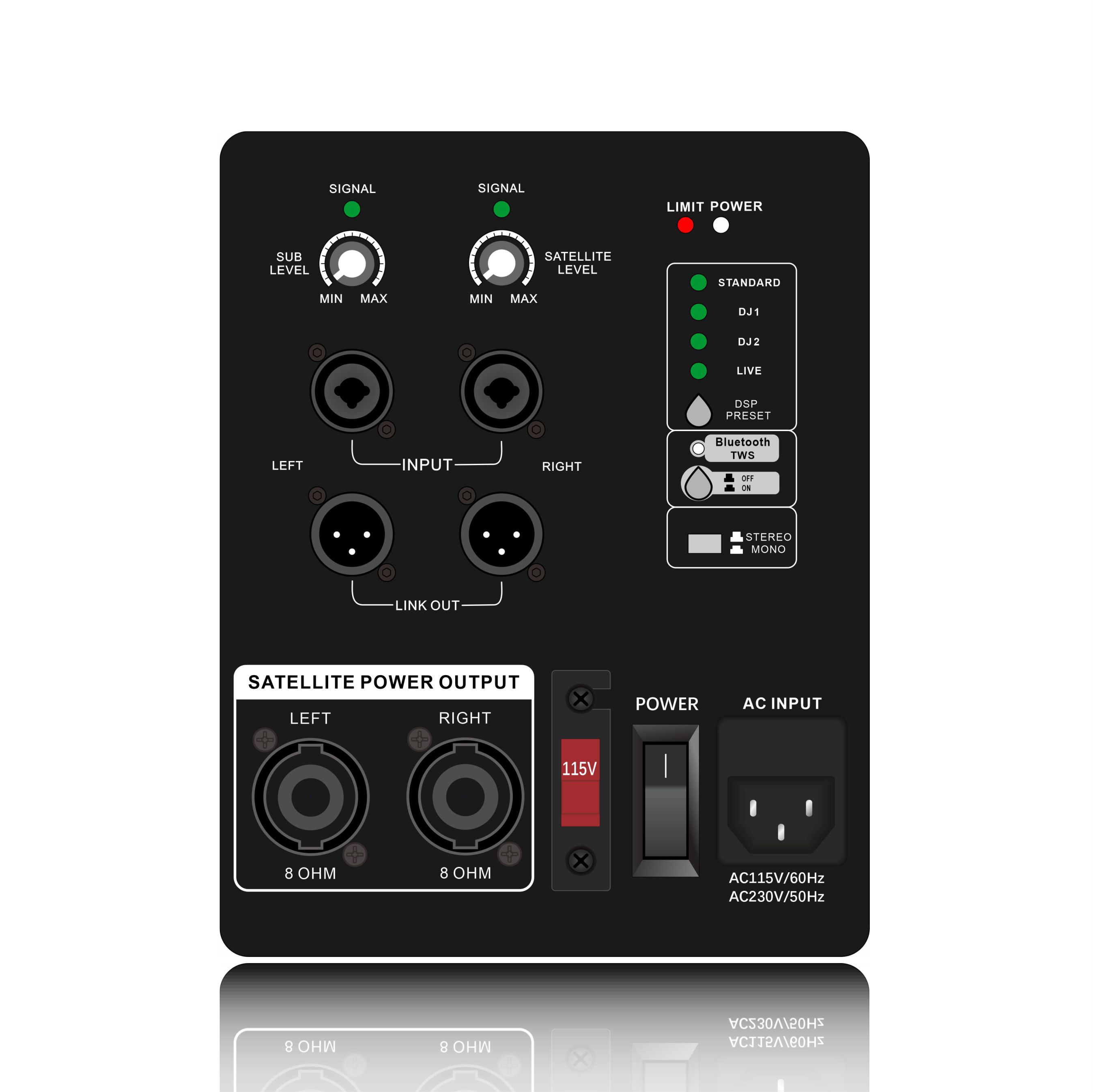 DSP1903: 4 Chế độ EQ cài sẵn tùy chỉnh Loa mảng tuyến tính 2.1CH Mô-đun chức năng DSP dựa trên ADAU1701