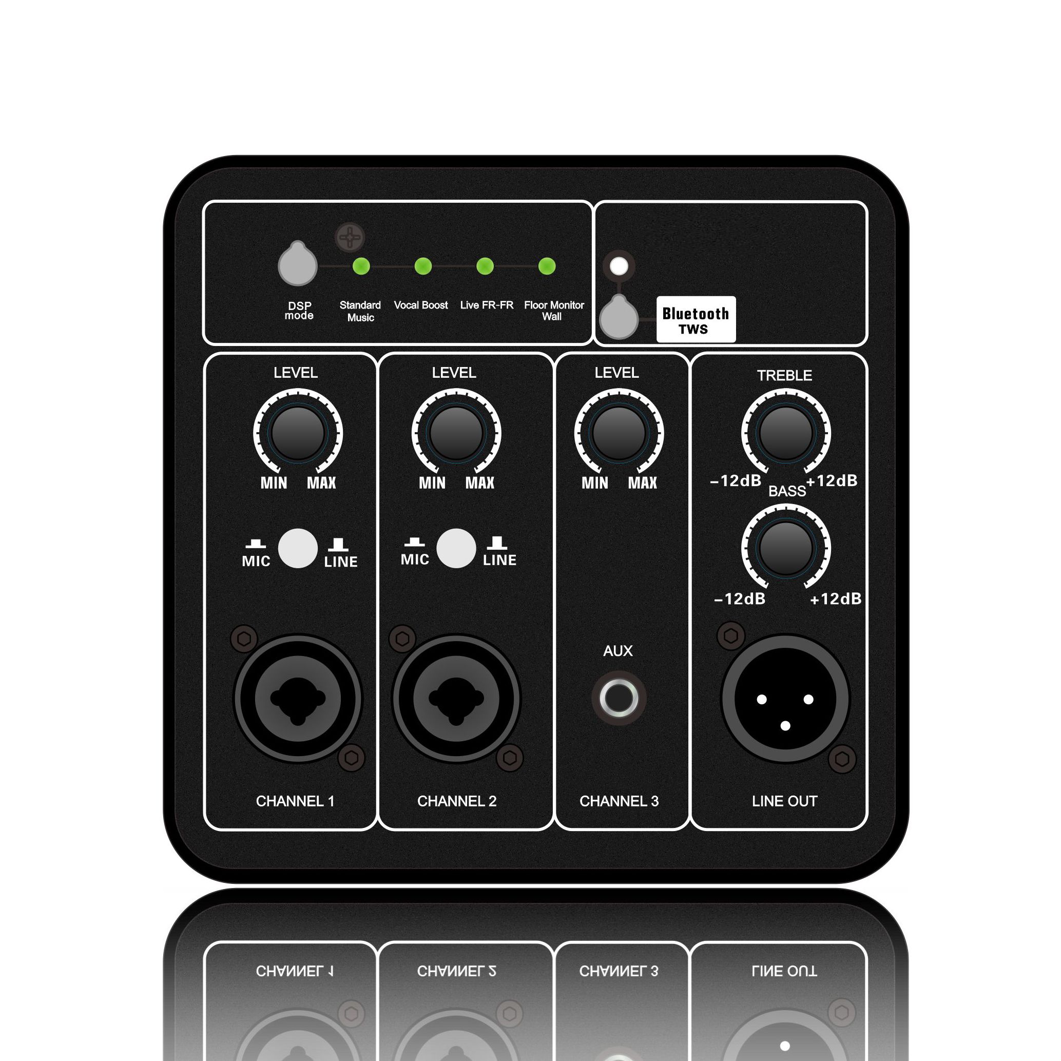DSP1907: Bluetooth vàTWS Bên trong Mô-đun chức năng DSP dựa trên đầu vào đa kênh ADAU1701