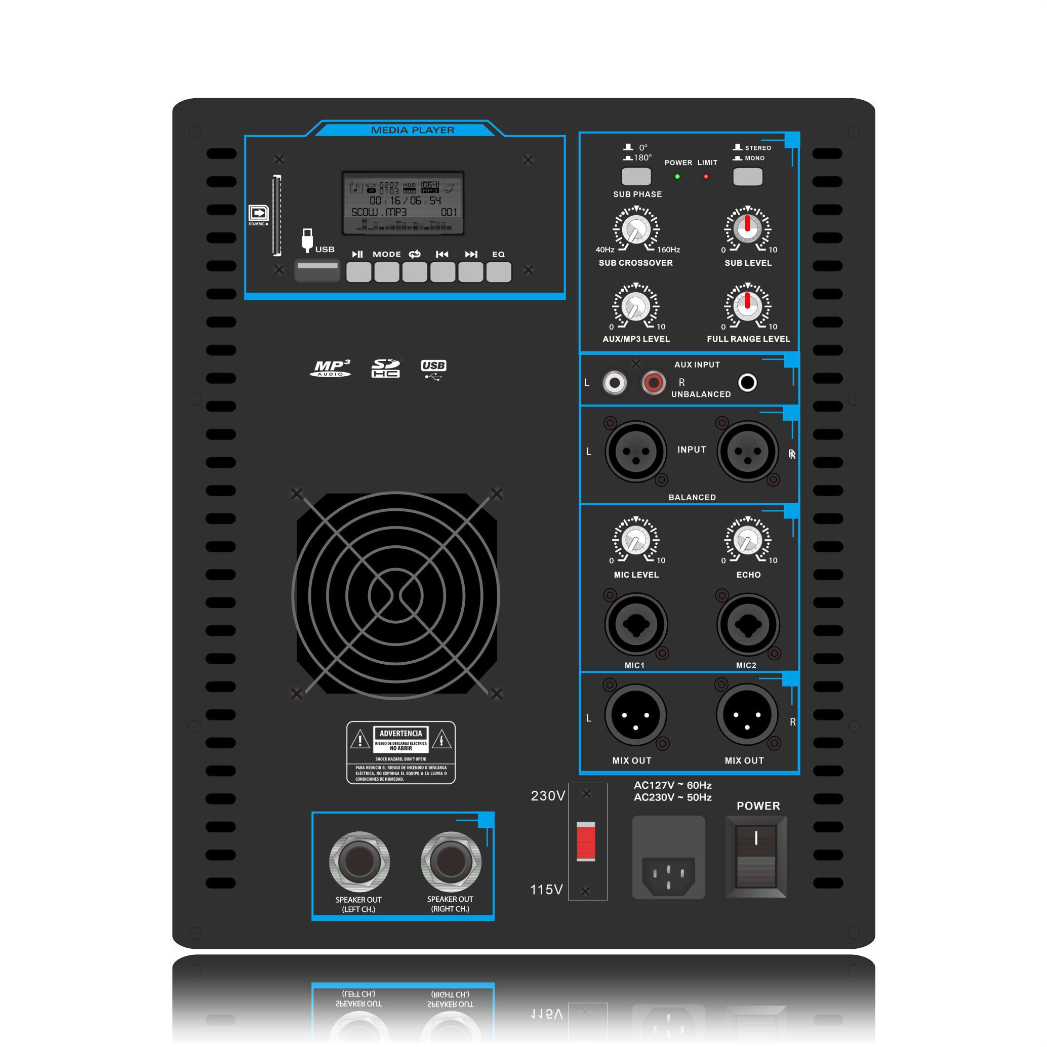 Bộ khuếch đại công suất hệ thống loa Line Array SUB15 2.1-2.2