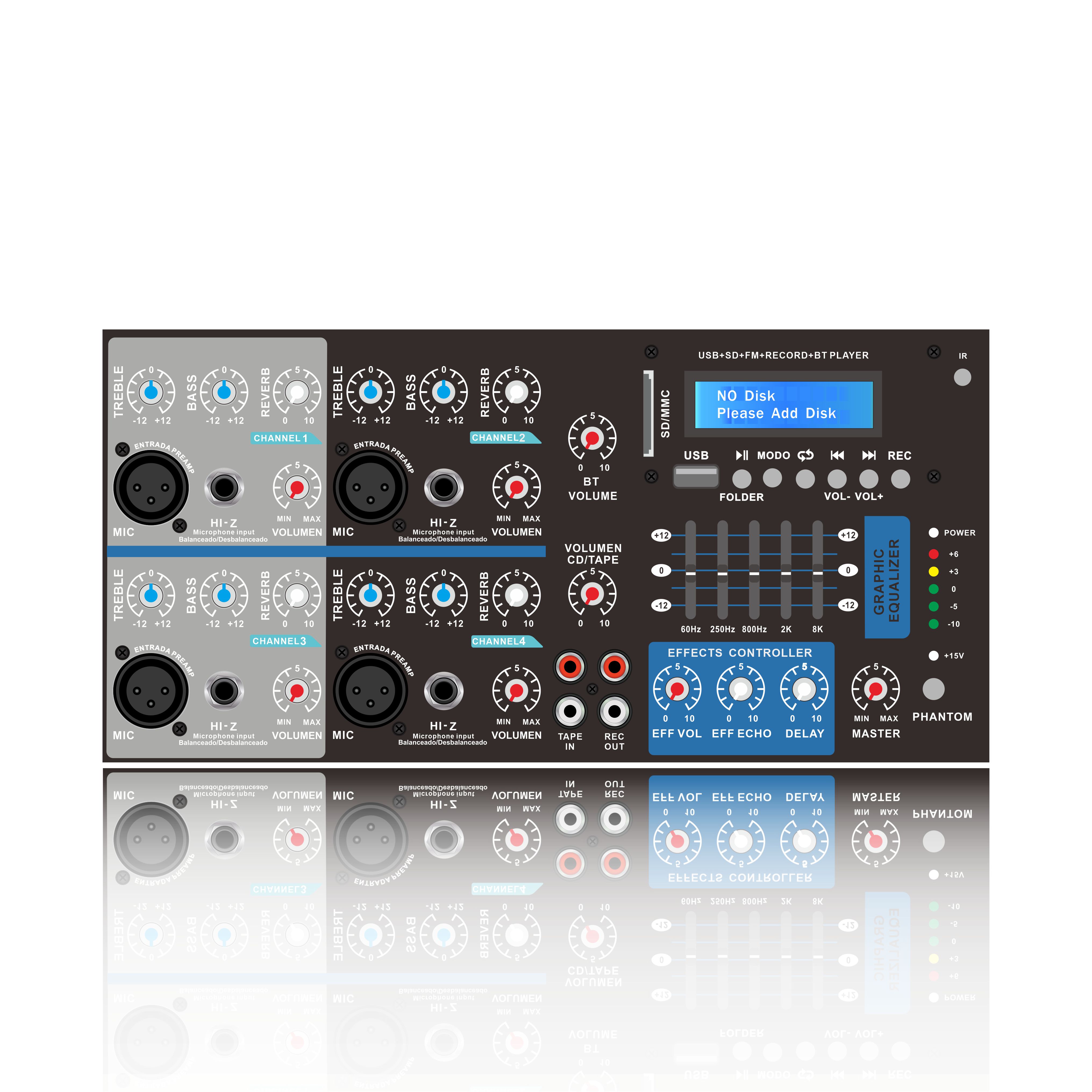 Bộ khuếch đại trộn karaoke Bluetooth hỗ trợ 4 kênh SB4200