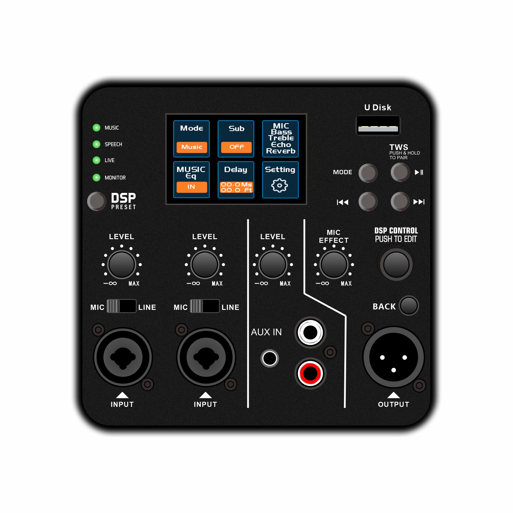 DSP2507 Màn hình màu toàn dải Bộ khuếch đại loa chủ động DSP