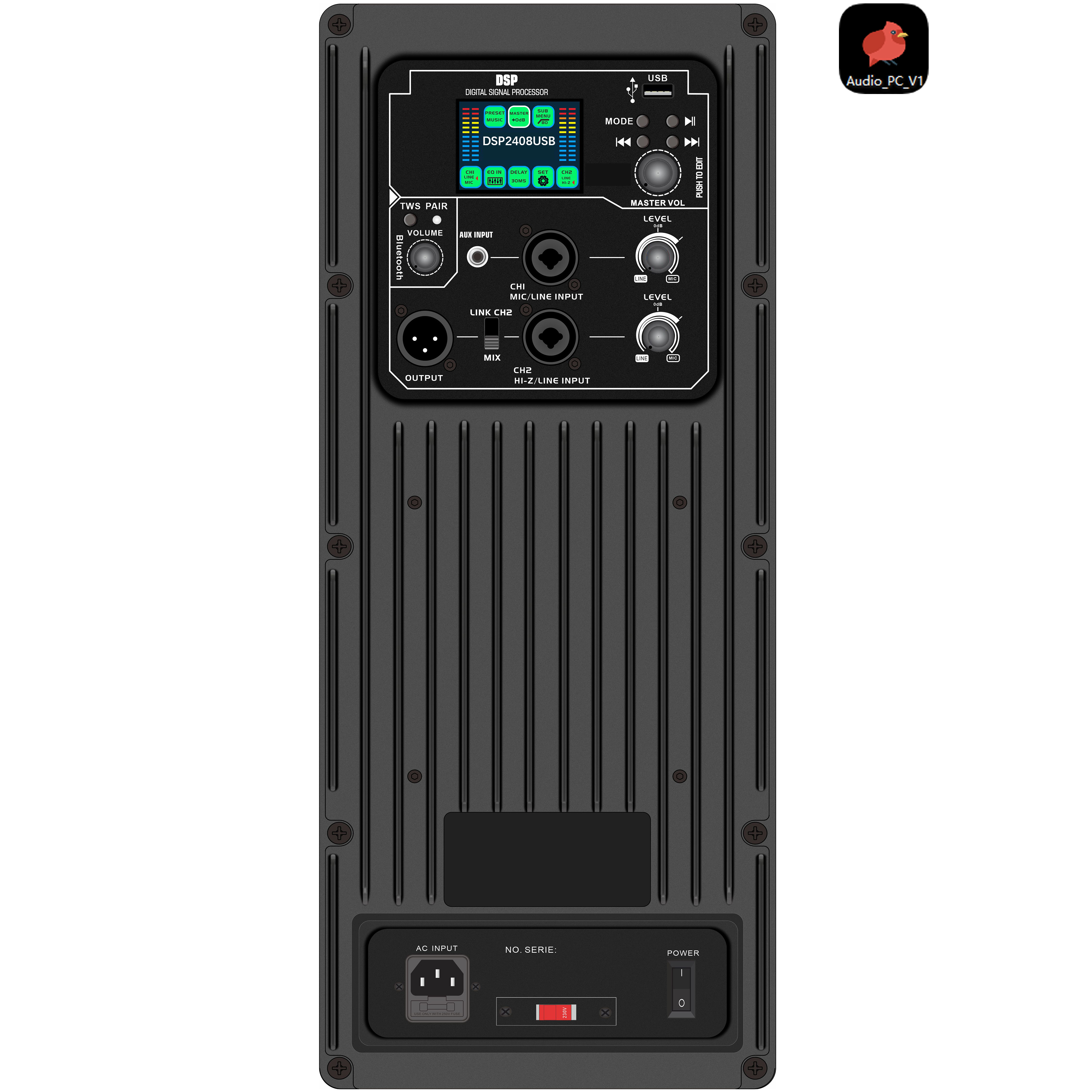DSP2408USB Màn hình màu Bộ khuếch đại công suất hoạt động DSP với chức năng phát lại âm thanh ổ flash USB